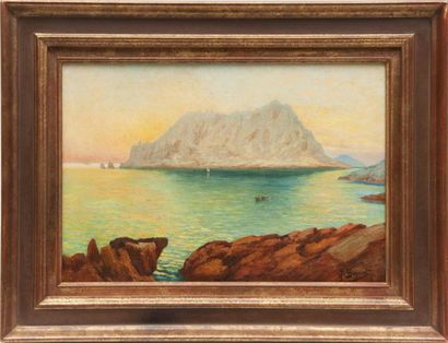 Pierre BERRIAT (XIX-XX) L'île Maire. Huile sur toile. Signée en bas à droite. 38...