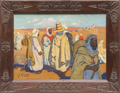 Gustave LINO (1893-1961) Scène orientaliste. Huile sur toile. Signée en bas à gauche....