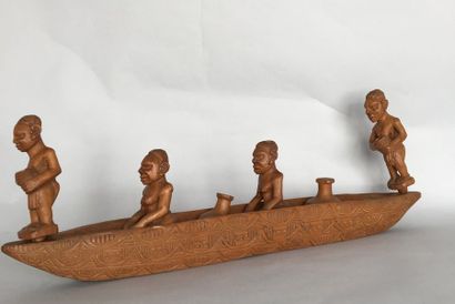 null Art populaire africain
Barque avec personnages en bois sculpté - longueur 70...