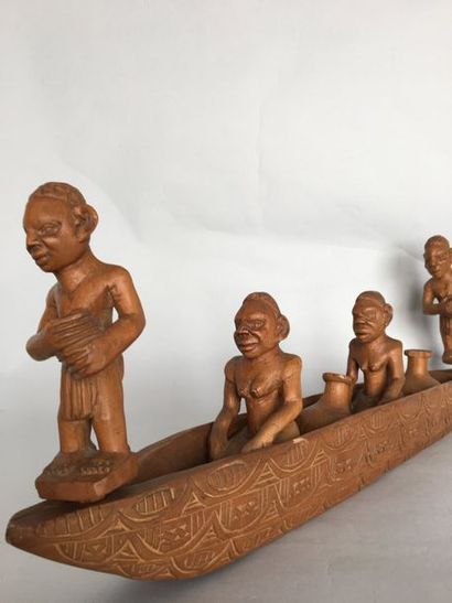 null Art populaire africain
Barque avec personnages en bois sculpté - longueur 70...