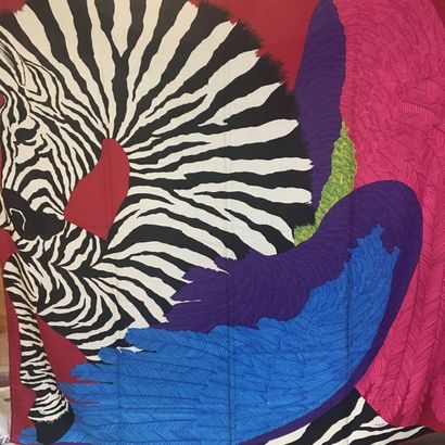 null HERMES Paris "Zebra Pegasus" par Alice Shirley - Grand carré 140 x 140 en soie...