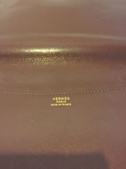 null HERMES Paris Made in France Sac à bandoulière en box marron fermoir métal doré...