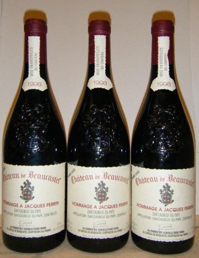 null 3 Bouteilles BEAUCASTEL "HOMMAGE A JACQUES PERRIN" 1998 