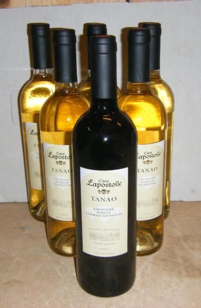 null 6 Bouteilles CHILI - CASA LAPOSTOLLE TANAO 2004 5 blancs et 1 rouge. 5 bottles...
