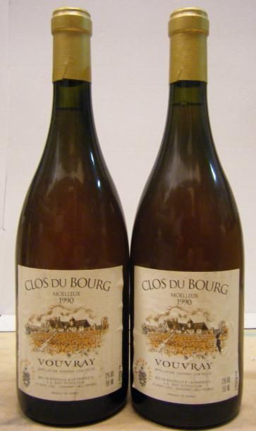 null 2 Bouteilles VOUVRAY "CLOS DU BOURG" MOELLEUX - HUET 1990 Etiquettes très légèrement...