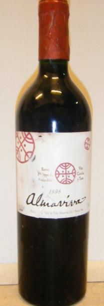 VINS ÉTRANGERS & ALSACE 1 Bouteille CHILI - ALMAVIVA 1998 Etiquette tachée, très...