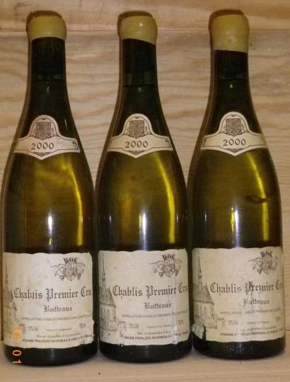 BOURGOGNE 3 Bouteilles CHABLIS BUTTEAUX - RAVENEAU 2000 Etiquettes légèrement tachées,...