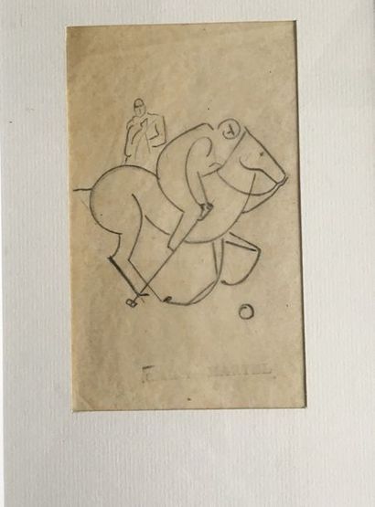 null Jean et Joel MARTEL (1896-1966) Le joueur de polo dessin au crayon -cachet d'atelier
13x7...