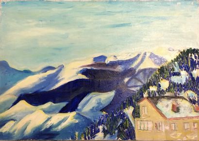 null Sophie Danielle RUBINSTAIN (1922-2018) 

Le glacier bleu 

Huile sur toile 

38...