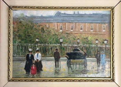 null Piétro SCOPPETTA (1863-1920) Vue de Paris huile sur toile signée en bas à droite...