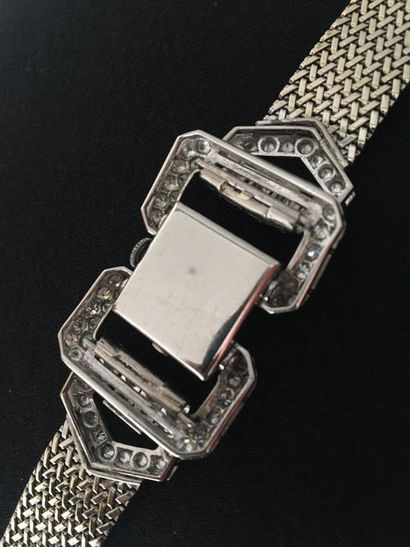 null Bracelet montre de dame à secret en or gris 750 millièmes et diamants poids...