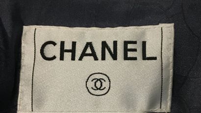 null CHANEL Veste courte en coton et lainage chinée bleu et beige à léger fil or...