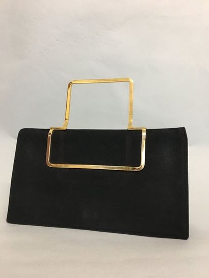 null Black suede clutch bag with gold metal mobile handle 

(faint traces)