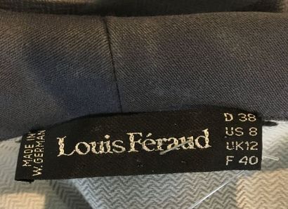 null Louis FERAUD Robe chemisier en lainage gris et bleu (sans ceinture) Taille ...