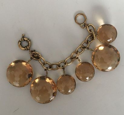 null J.CREW Bracelet gilded metal and yellow facetted resin pendants - signed 

Length...