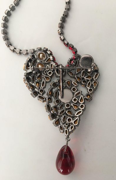 null YVES SAINT LAURENT Haute Couture Necklace with blackened metal heart brooch...
