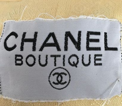 null CHANEL Boutique Veste gansée en lainage jaune poussin doublure soie au nom de...