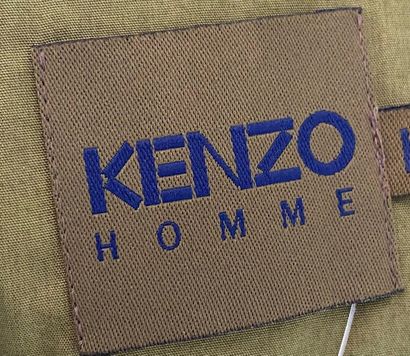 null KENZO Homme Parka à capuche amovible en velours cotelé marron et empièçements...