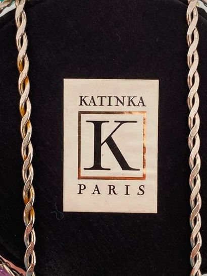 null KATINKA Paris Small bucket bag with handle in black iridescent fabric with a...