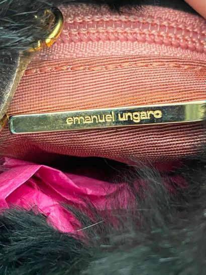 null EMANUEL UNGARO Small shoulder bag in silvery pink leather black rabbit and gold...