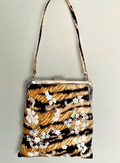 null DOLCE & GABBANA Made in Italy Small tiger printed fabric handle bag embroidered...