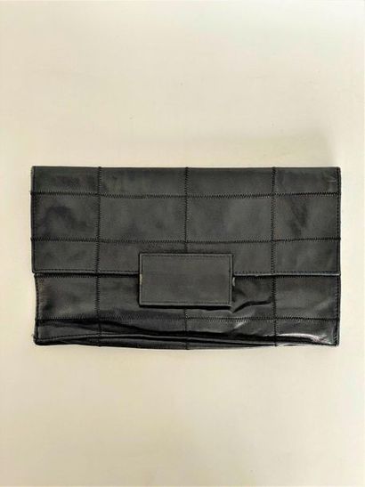 null CASSEGRAIN Paris Soft black leather clutch bag with stitching 29x17cm