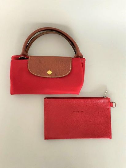 LONGCHAMP Foldable bag in red canvas with...