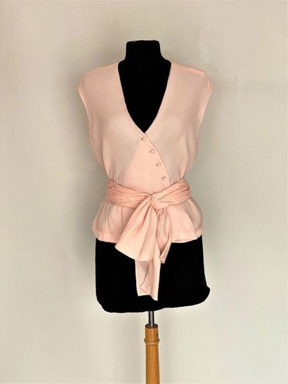 CHANEL Haute Couture Pink chiffon top with...
