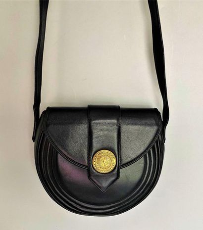null YVES SAINT LAURENT Made in France Shoulder bag in black leather with shield...