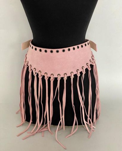 null ANDRE MANOUKIAN 2 Pink suede belts with fringes and natural suede with pearl...