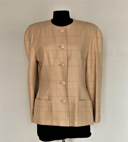  LANVIN Paris Jacket in light green and light cream checked wool Size 44 
(small...