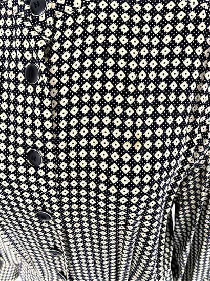 SCHERRER Boutique Silk dress with small black and white chequered pattern Size ...