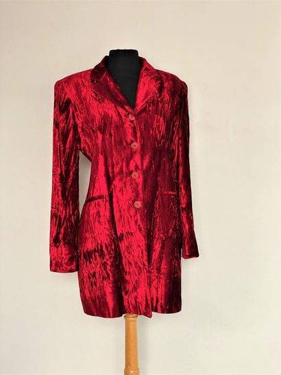  YUMI MAZAO Collection Beverly Jakson Jacket in red velvet pale Size 44