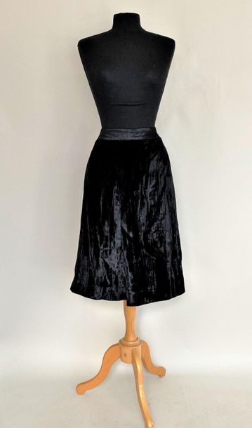  JEAN PATOU Boutique Paris Black velvet pale skirt Size 42