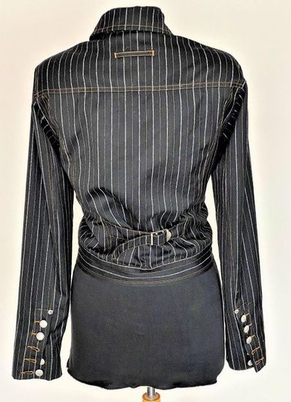 null JEAN PAUL GAULTIER Jean's Black striped wool and polyester jacket Size M