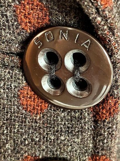 null Sonia RYKIEL Brown wool and knit jacket with rust dots Size42