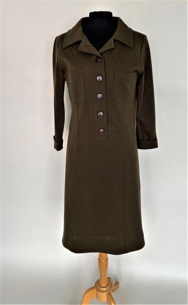  YVES SAINT LAURENT circa 70 Brown jersey blouse dress Size 38 (small hook)