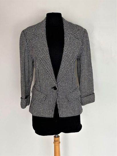 null BALMAIN Ivory Jacket in wool with small black checks Size 38