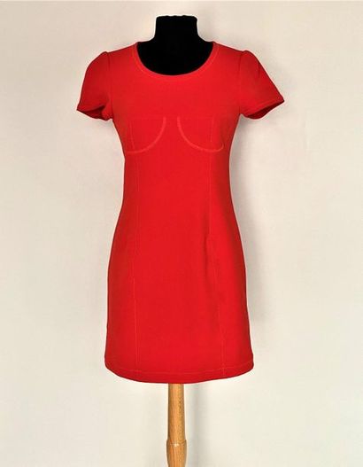 null SONIA by SONIA RYKIEL Red wool short sleeved dress with zipped back Size 38