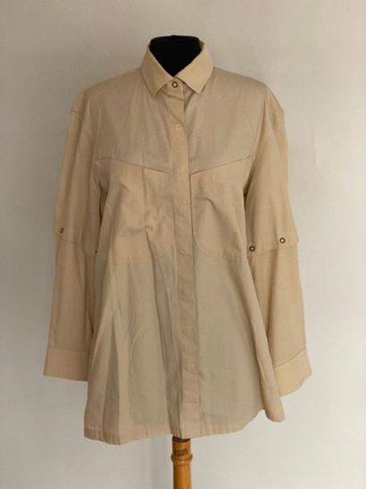 PER SPOOK Beige cotton shirt with button...