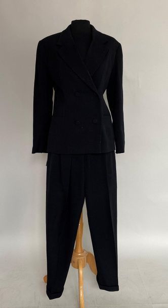 null MURIEL GRATEAU Suit trousers in black woollen cross-over jacket Size38
