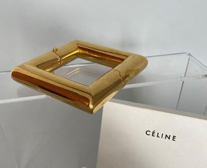 null CELINE Square section bracelet in gilded metal - signed (with pouch and box)...