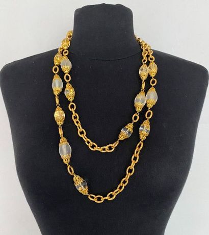 null CHANEL Made in France Gilded metal necklace with olive godronné link translucent...