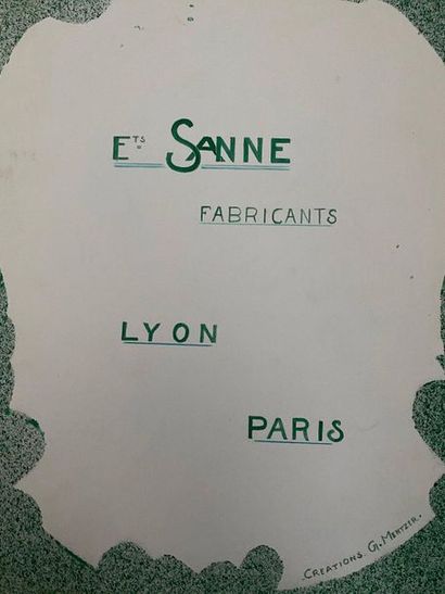 null  Ets SANNE Fabricants Lyon Paris Porte folio comprenant 40 projets de dessins...