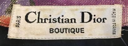 null CHRISTIAN DIOR Boutique Robe manches courtes en soie imprimée et lamé or Taille...