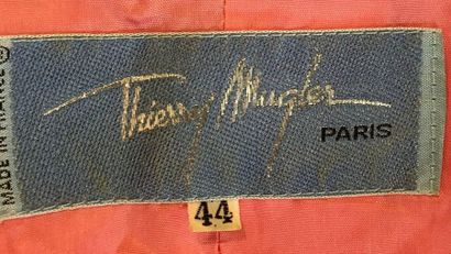 null THIERRY MUGLER Veste en coton bouclette rose appliquée de motifs en métal nickelé...