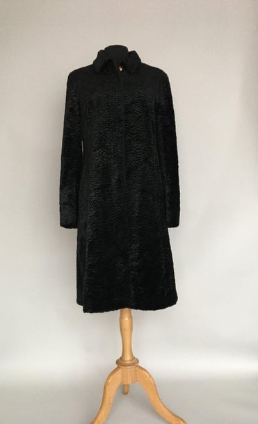 null MAUD DEFOSSEZ Paris Manteau en velours chenille noir boutonnage au chiffre de...