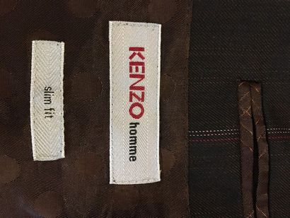 null KENZO Homme Veste en lainage marron à rayures Taille 50