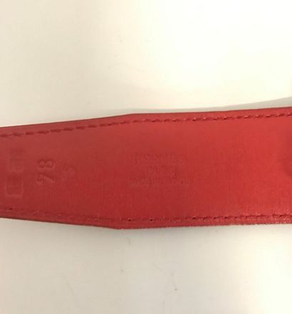 null HERMES Paris Made in France Reversible belt in orange and red box H buckle in...