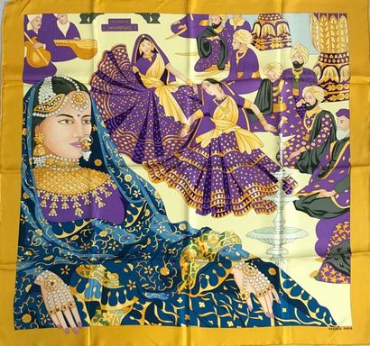 null HERMES Paris "Splendour of the Maharajas II" by Cathy Baschet square silk purple...